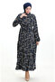 Judge collar lace-up patterned dress 0200-02 black burgundy - 2