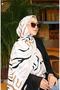 شال كابري منقوش 70347-06 بيج أسود - 4
