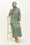 Aerobin fabric pleated dress 6595-05 green