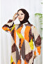 Viscose Fabric Buttoned Dress 0051-02 Orange Brown - 4