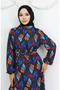 Jessica patterned fabric dress 0033-03 black turquoise - 3