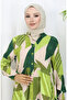 فستان بنمط نصف زر 5580-01 أخضر زمردي - 4