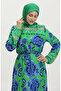 Viscose Large Floral Print Belted Dress 0386-01 Green - 4