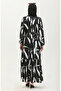 Viscose brush pattern pleated dress 81869-08 black - 5