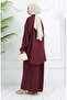 طقم بنطلون تونيك مزدوج 4065-02 بورغندي - 5