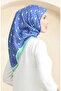 19094-06 Model Cobalt blue Green Soft Cotton Scarf - 2