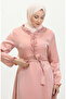 Glittery Linen Belted Dress 81863-03 Salmon - 3