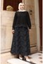 Oysho Fabric Patterned Skirt Hijab Set 0218-05 Black - 4