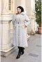 Large Size Hooded Belted Coat 6322-03 Gray - 3