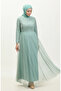 Lace belted evening dress 5353a-12 green