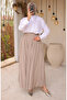 Elastic Waist Pleated Skirt 71268-05 Beige - 2