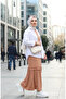 Pleated Hijab Dress 2186-03 Milky Coffee