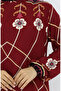 Viscose Fabric Sleeve Elastic Dress 0030-04 Claret Red - 4