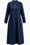 Shirt Collar Zippered Lace-Up Modal Dress 0235-03 Navy Blue - 6