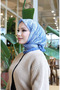 وشاح قطني منقوش 70337-09 نيلي - 3