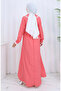 Half Button Lace Dress 2145-01 Pink - 6