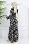 Viscose Fabric Sleeve Elastic Dress 2006-04 Black White - 5