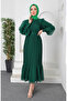 Pleated janjan evening dress 5510-02 emerald green - 3