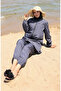 Beach Zippered Hijab Swimsuit with Bonnet Gift 9003-01 Smoked