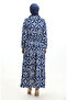 Viscose Fabric Waist Tie Dress 7134-05 Blue - 6