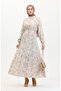 Front buttoned lace-up linen dress 0520-05 beige mink - 2
