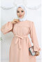 Crepe Fabric Sleeve Elastic Dress 0029-10 Salmon - 3