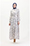 Beige Cobalt Blue Linen Dress - Front Button and Lace-Up 0520-04 - 3