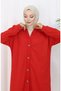 Two Thread Buttoned Long Cardigan 0181-04 Red - 4