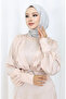 Layered Satin Evening Dress 6001-07 Stone - 3