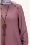 Button detailed necklace dress 4141-08 dark lilac - 4