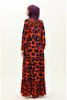 Colorful Garnished Viscose Dress 0146-01 Orange Purple - 5
