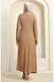 Bürümcük fabric side tied dress 1017-01 milky coffee - 5