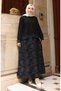 Oysho Fabric Patterned Skirt Hijab Set 0218-05 Black - 3