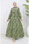 Mixed pattern dress 0352-04 khaki