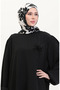 Brooch Detailed Dress 0017-01 Black - 3