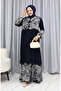 Water pattern dress 4082-03 navy blue white