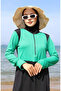 Two Color 4 Piece Full Covered Activity Hijab Swimsuit 2508-04 Green Black - 3
