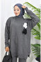 Knitwear Turtleneck Tunic Trousers Double Suit 1015-03 Gray - 4