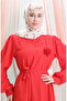Seersucker Belted Dress 2043-01 Red - 4