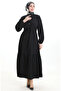 Beli Lace-Up Half Button Dress 0182-09 Black - 2