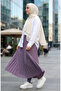 Elastic Waist Pleated Skirt 0213-14 Lilac - 4