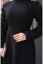 Dress with rose detailed sleeves 81886-01 black - 4