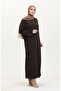 Plus Size Button Detail Dress 0533-02 Brown - 2