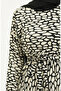 Patterned Belted Viscose Dress 0278-01 Beige Black - 4