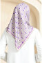 19094-16 Model Soft Cotton Beige Lilac Scarf - 3