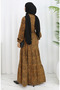Patterned dress with lace-up waist 2107-01 brown - 6