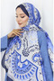 شال ناعم منقوش 70314-18 كريمي أزرق داكن - 2