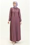Button detailed necklace dress 4141-08 dark lilac
