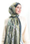 شال ناعم منقوش 70313-03 أخضر زيتي - 2