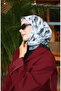 وشاح منقوش بالزهور 70332-09 أسود رمادي - 2